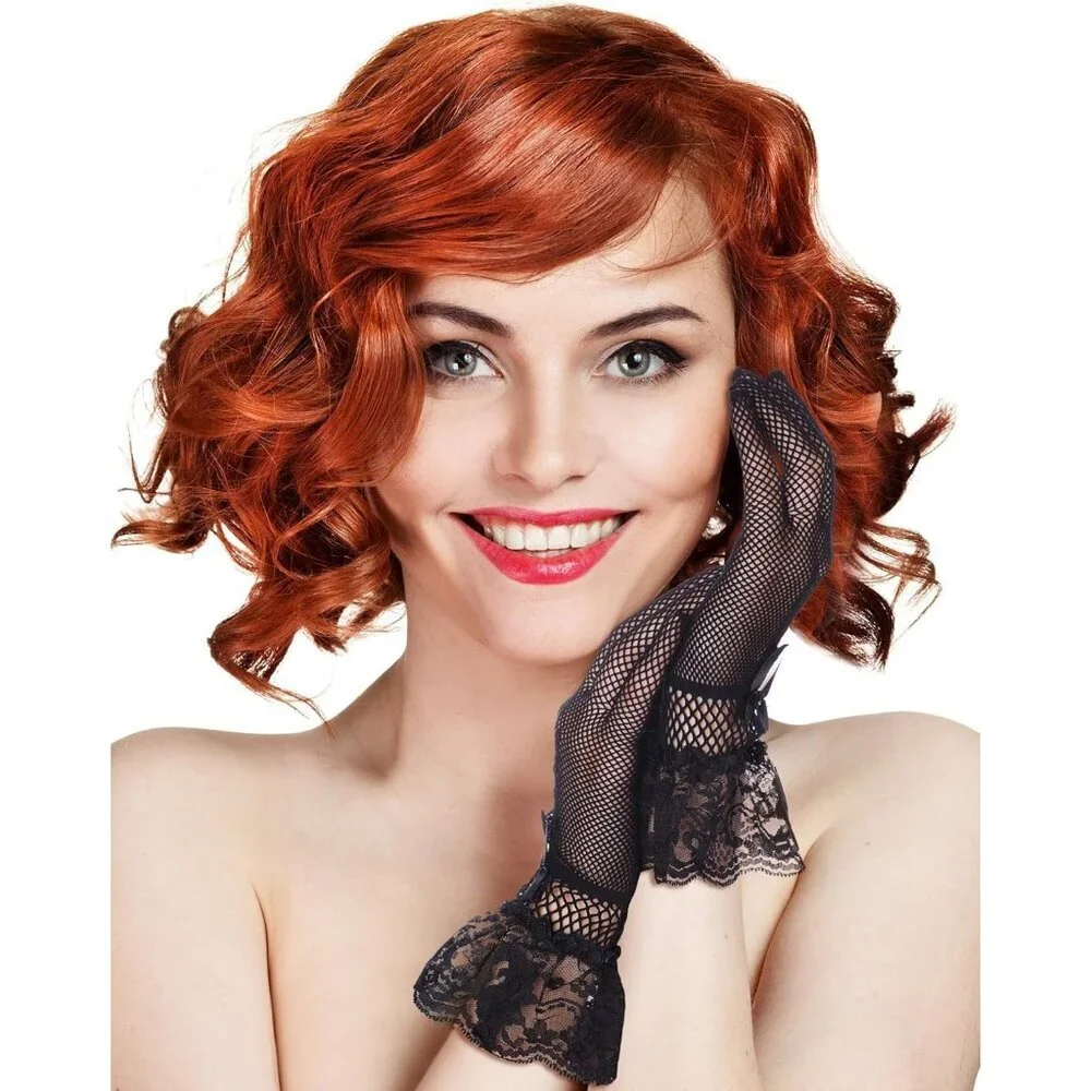 Women's Elegant Black Short Bow Style Lace Gloves Dinner Wedding Party Tea Prom